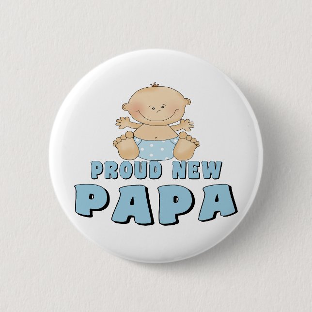 PROUD NEW Papa Boy 2 Inch Round Button (Front)
