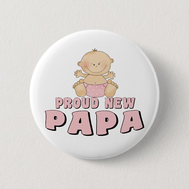 PROUD NEW Papa Boy 2 Inch Round Button (Front)
