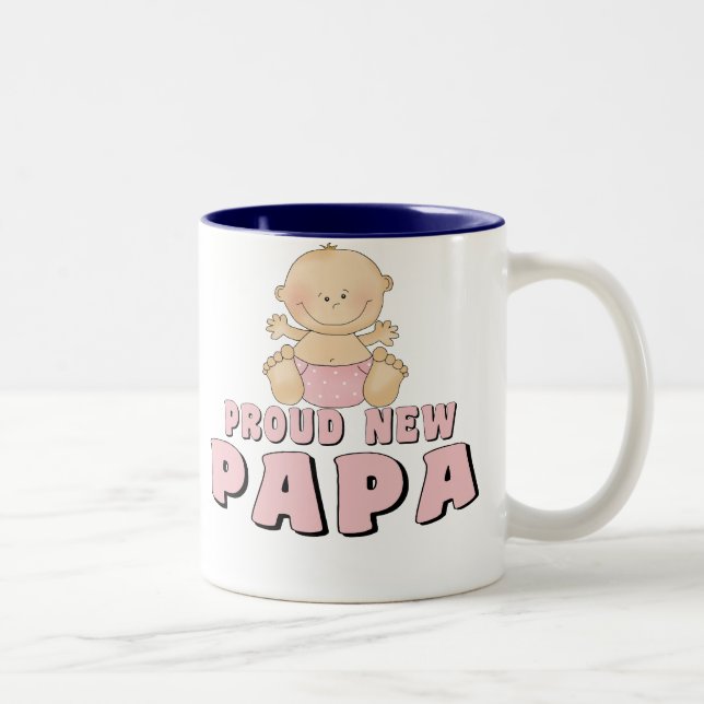 PROUD NEW Papa Boy Two-Tone Coffee Mug (Right)