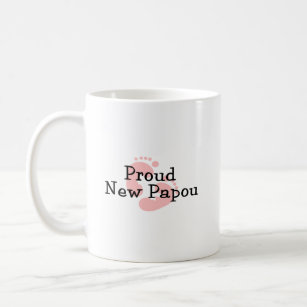 Proud New Papou Baby Girl Footprints Coffee Mug