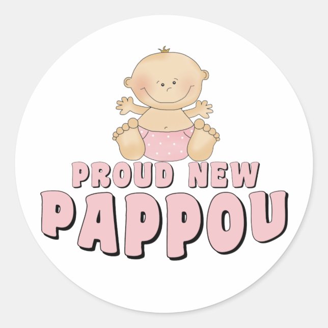 PROUD NEW Pappou Girl Classic Round Sticker (Front)
