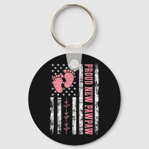 Proud New Pawpaw New Girl Baby Fathers Day Keychain