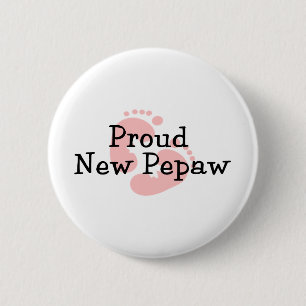 Proud New Pepaw Baby Girl Footprints 2 Inch Round Button