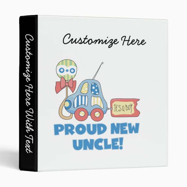 Proud New Uncle Car It's a Boy Gifts Binder (Front/Spine)
