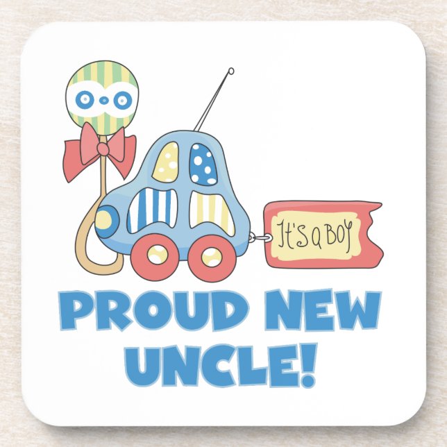 Proud New Uncle Car It's a Boy Gifts Coaster (Front)