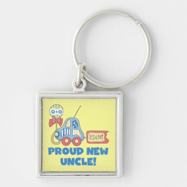 Proud New Uncle Car It's a Boy Gifts Keychain (Front)