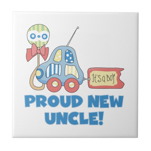Proud New Uncle Car It's a Boy Gifts Tile (Front)