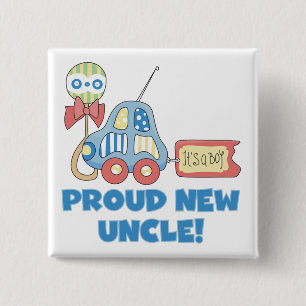 Proud New Uncle It's a Boy Tshirts and Gifts 2 Inch Square Button