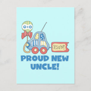 Proud New Uncle It's a Boy Tshirts and Gifts Announcement Postcard