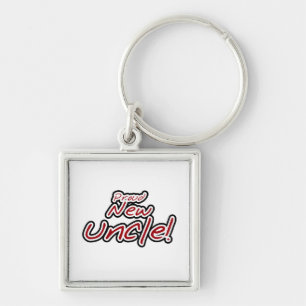 Proud New Uncle Red and Black Text Gifts Keychain