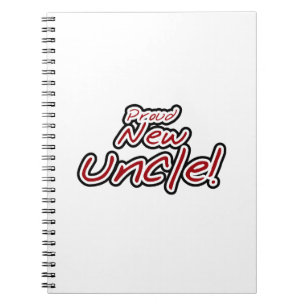 Proud New Uncle Red and Black Text Gifts Notebook