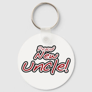 Proud New Uncle - Red and Black Text Keychain