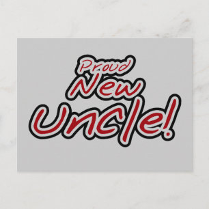 Proud New Uncle - Red and Black Text Postcard