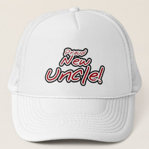 Proud New Uncle - Red and Black Text Trucker Hat