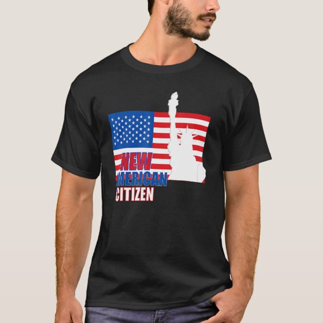Proud New US CITIZEN American Flag Citizenship T-Shirt (Front)