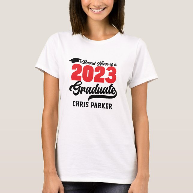 Proud Niece of a 2023 Graduate Red Bold Script T-Shirt (Front)
