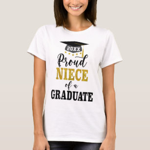 Proud Niece of a 2024 Graduate Gold Black T-Shirt