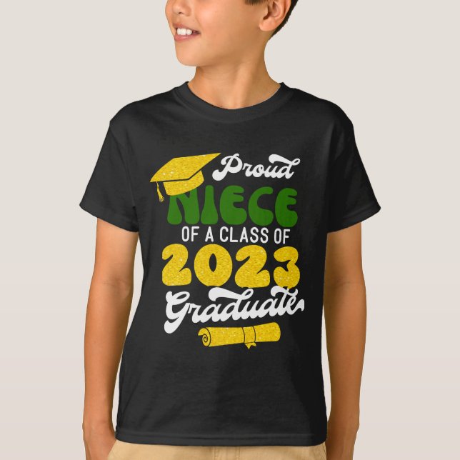 Proud NIECE of a Class of 2023 Graduate Retro Gold T-Shirt (Front)