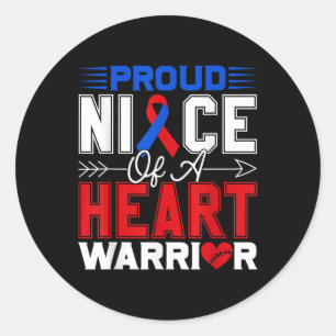 Proud Niece Of A Heart Warrior Chd Awareness Month Classic Round Sticker