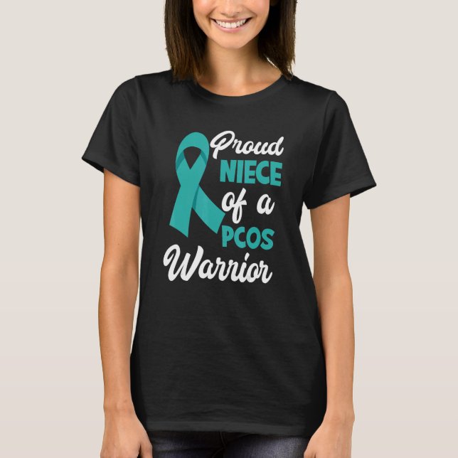 Proud Niece Of A PCOS Warrior PCOS Awareness T-Shirt (Front)
