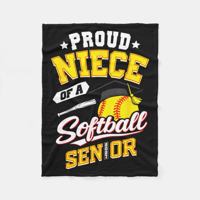 Proud niece of a softball senior class 2027 fleece blanket (Front)
