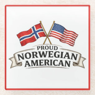 Proud Norwegian American Glass Coaster