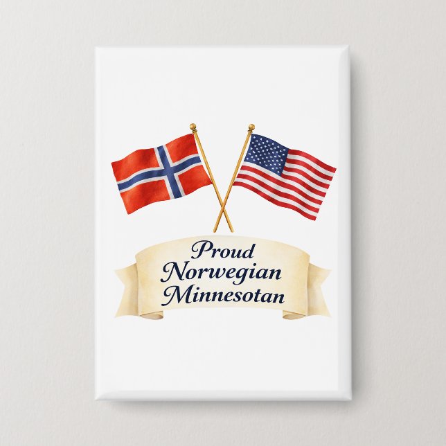 Proud Norwegian Minnesotan Heritage Button (Front)