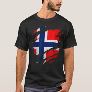 Proud Norwegian s  Norge Torn Ripped Norway Flag1  T-Shirt