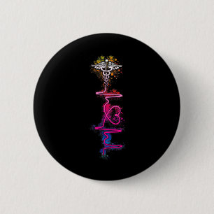 Proud Nurse Colourful Heartbeat Tie Dye Nursing Lo 2 Inch Round Button