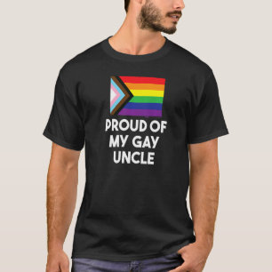 Proud Of My Gay Uncle Progress Flag Gay Pride Word T-Shirt