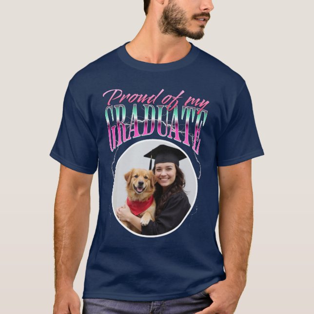 Proud of my Graduate Custom Photo Chrome Lightning T-Shirt (Front)