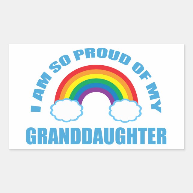 Proud of My Granddaughter Rainbow Grandparent Sticker (Front)