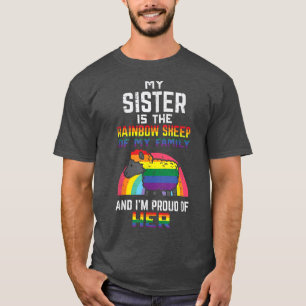 Proud Of My Sister Rainbow Sheep Gay Pride Ally LG T-Shirt
