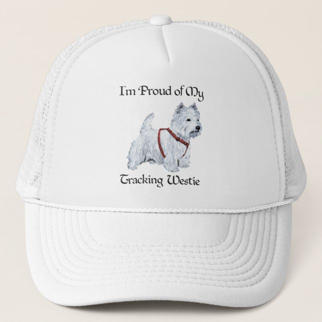 Proud of My Tracking Westie Trucker Hat (Front)