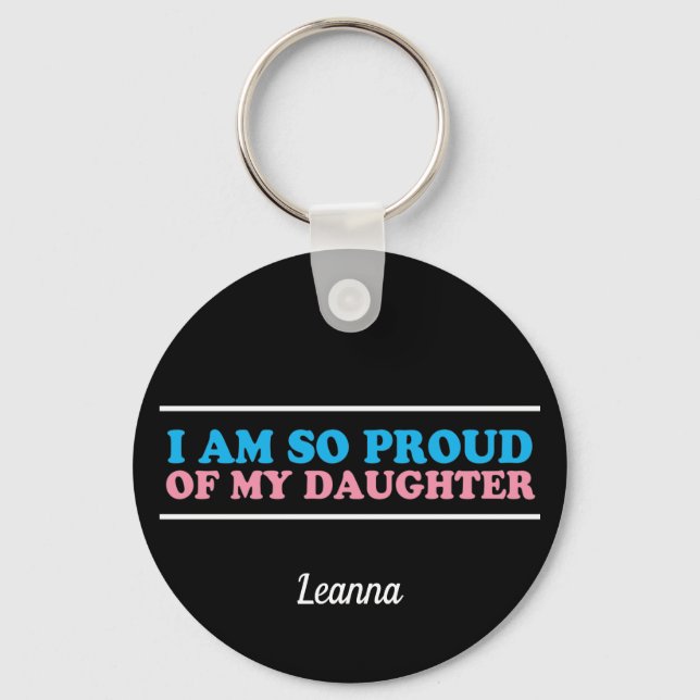 Proud of My Transgender Daughter Mom Monogram Keychain (Front)