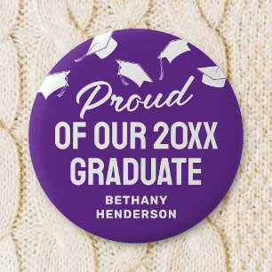 Proud of our 2025 Graduate Purple 2 Inch Round Button