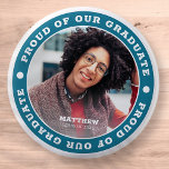 Proud of our Graduate 20XX | Graduation Photo 2 Inch Round Button<br><div class="desc">This simple and classic design is composed of serif typography and add a custom photo.</div>