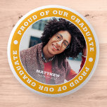 Proud of our Graduate 20XX | Graduation Photo 2 Inch Round Button<br><div class="desc">This simple and classic design is composed of serif typography and add a custom photo.</div>