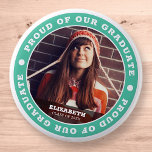 Proud of our Graduate 20XX Graduation Photo 2 Inch Round Button<br><div class="desc">This simple and classic design is composed of serif typography and add a custom photo.</div>