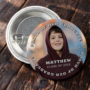 Proud of our Graduate 20XX Modern Graduation Photo 1 Inch Round Button
