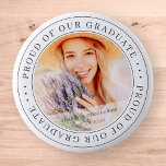 Proud of our Graduate 20XX Modern Graduation Photo 2 Inch Round Button<br><div class="desc">This simple and classic design is composed of serif typography and add a custom photo.</div>