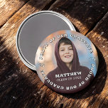 Proud of our Graduate 20XX Modern Graduation Photo Magnet<br><div class="desc">Turn your graduate’s big moment into a keepsake that sticks — literally. This custom graduation photo magnet features your senior’s picture, name, and class year in a bold circular “Proud of Our Graduate” design. It’s the perfect small but meaningful gift for family members, graduation party guests, and loved ones who...</div>