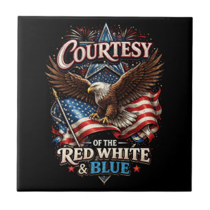Proud of the Red White and Blue Vintage Tile