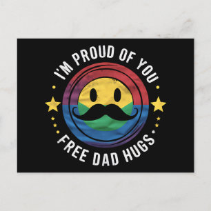 Proud Of You Free Dad Hugs Gay Pride Ally LGBTQ Postcard