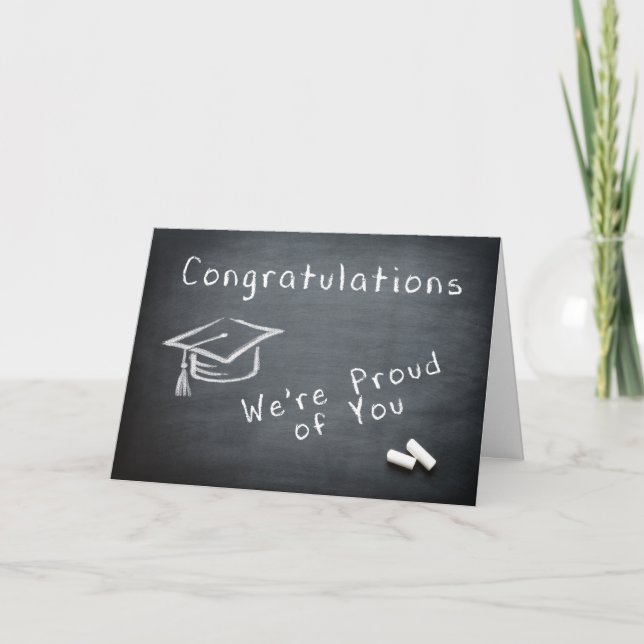 Proud of You Graduation Chalkboard Card (Front)