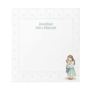 Proud of You! Mom & Son Hug Personalized Mitzvah Notepad