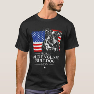 Proud Old English Bulldog Mom American Flag Patrio T-Shirt