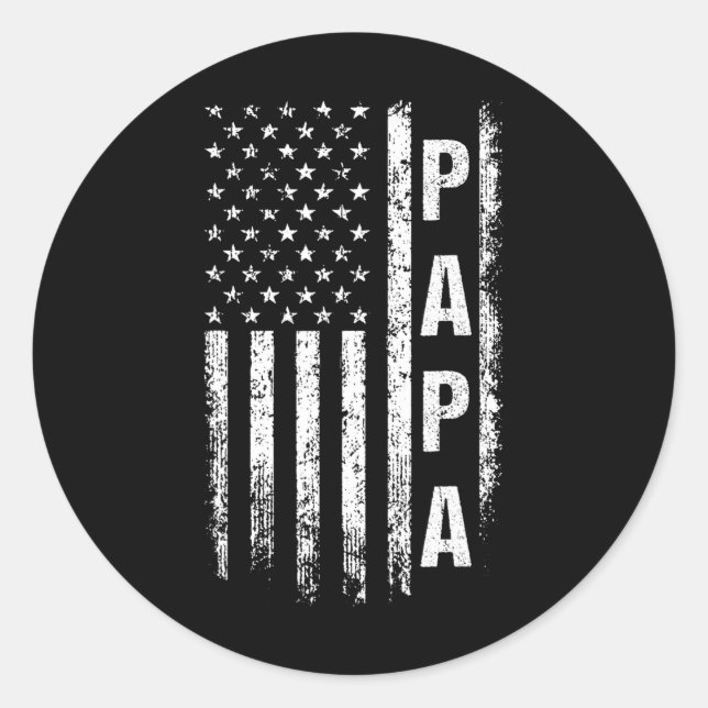 Proud Papa Funny Fathers Day 2024 Gifts Dad Americ Classic Round Sticker (Front)