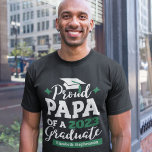 Proud Papa of a 2023 graduate family matching T-Shirt<br><div class="desc">Celebrate your son's or daughter's graduation with this modern t-shirt featuring a "Proud PAPA of a 2023 Graduate" typography in white and green; easily customize this t-shirt with the graduation year and the name of the graduate by editing the template fields.</div>
