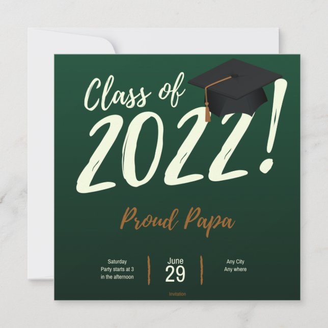 Proud Papa Of A Class Of 2022 Graduate Graduation  Invitation (Front)